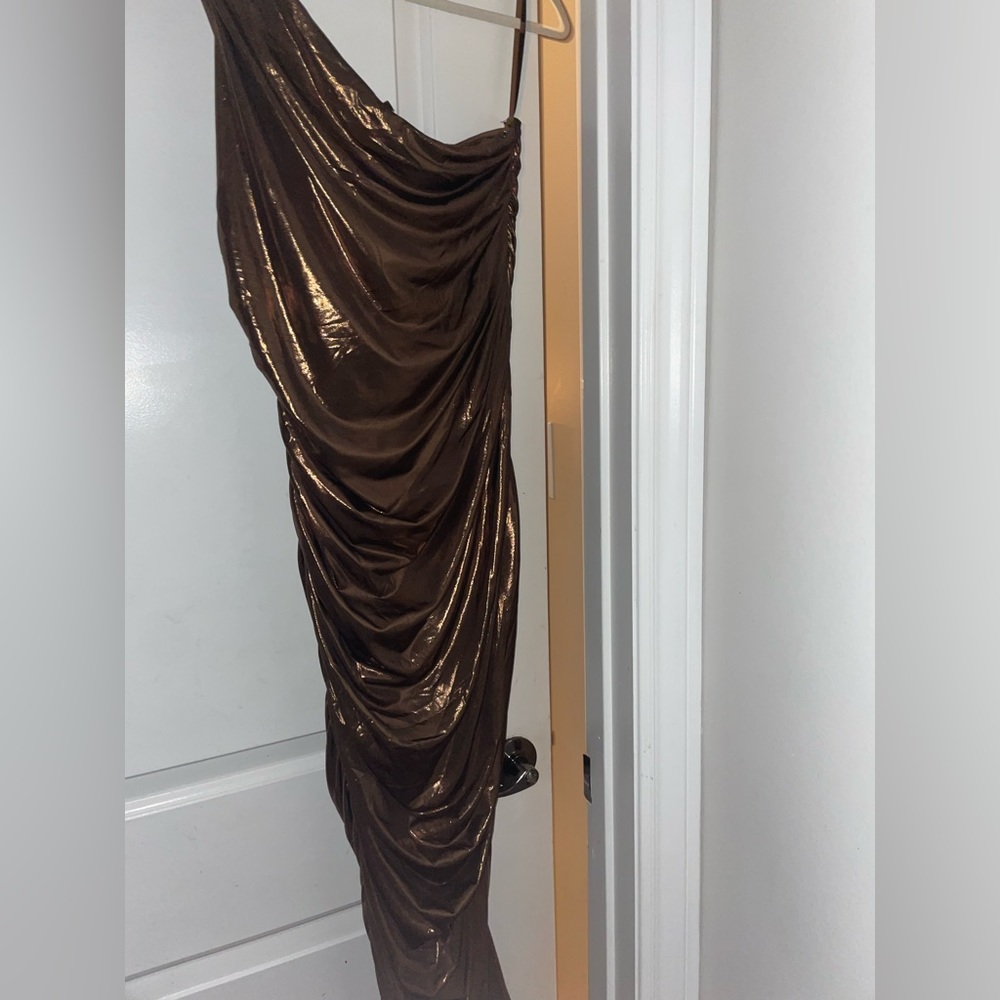 Metallic bronze one shoulder dress never worn!